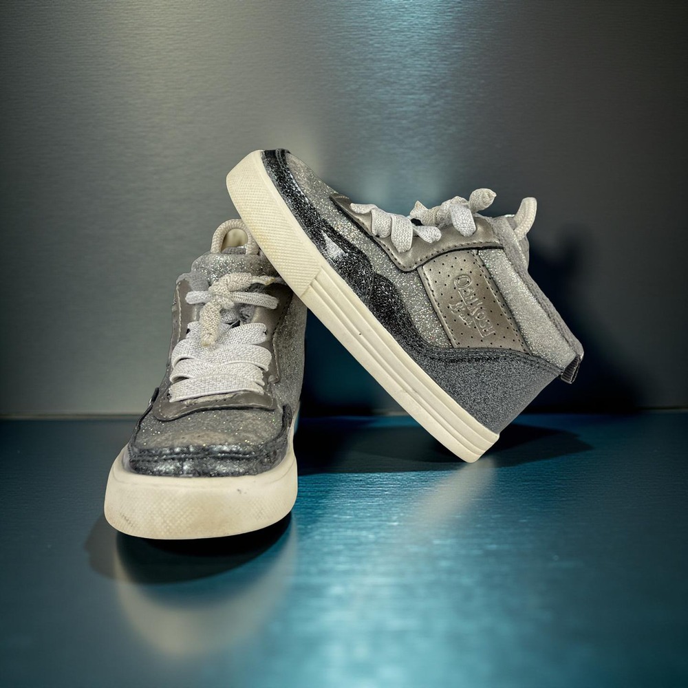 OshKosh B'gosh Toddler Boys Grey High Top Glitter Sneakers Size 8M